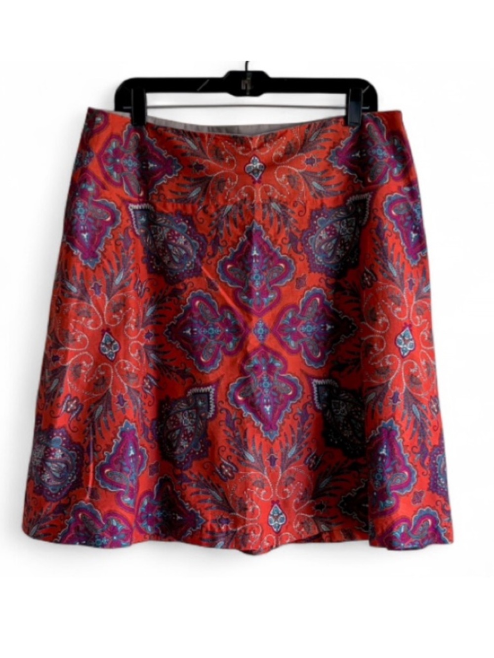 Sevier Skirts Custom Design Orange Paisley A Line Skirt Size L